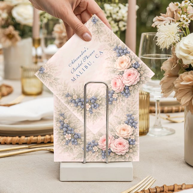 Blåbärsträdgårdsromantik Bröllopsdusch Pappersservett (Skapare uppladdad)