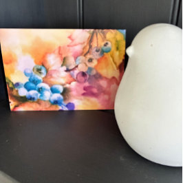 Blåbärsvattenfärg Kort — Handmålad