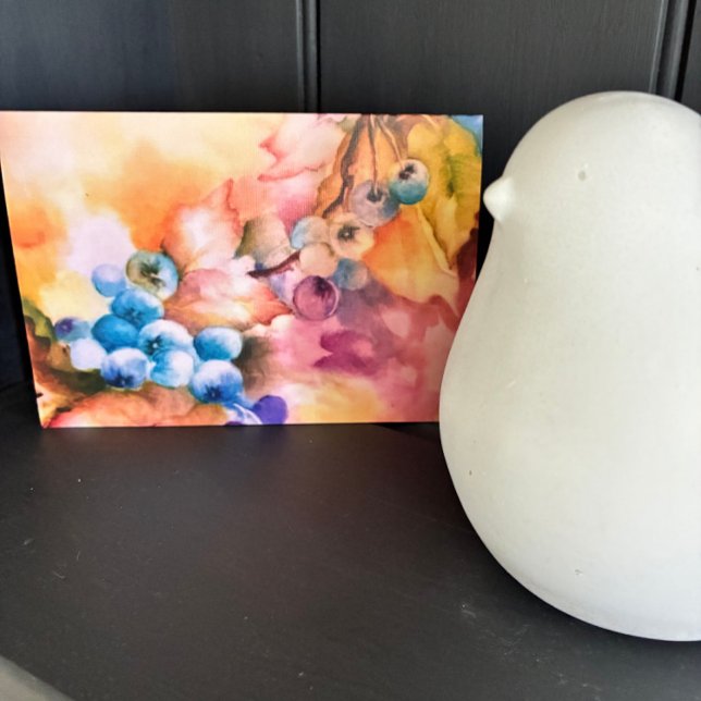 Blåbärsvattenfärg Kort — Handmålad (Watercolor blueberry greeting card with soft botanical art, elegant nature stationery gift)