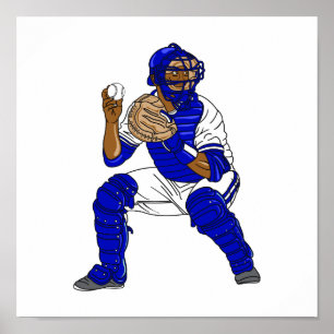 Blåbaseboll catcher poster