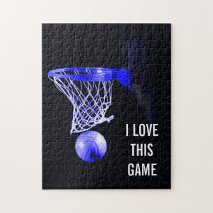 Blåbasket - Idrottsillustration Pussel