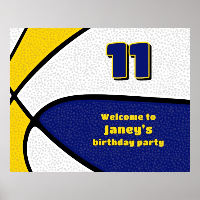 Blåbasketbollslaget färg party välkomstes poster (Framsidan)