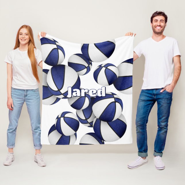 Blåbasketlaget färg Barn, sportrumsdekaler Fleecefilt (På plats)