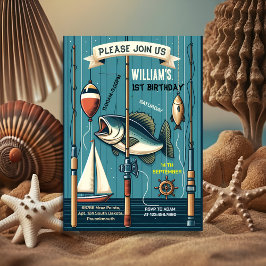 Blåbåt, söt pojke Fiskar med högskoleanknytning en Inbjudningar