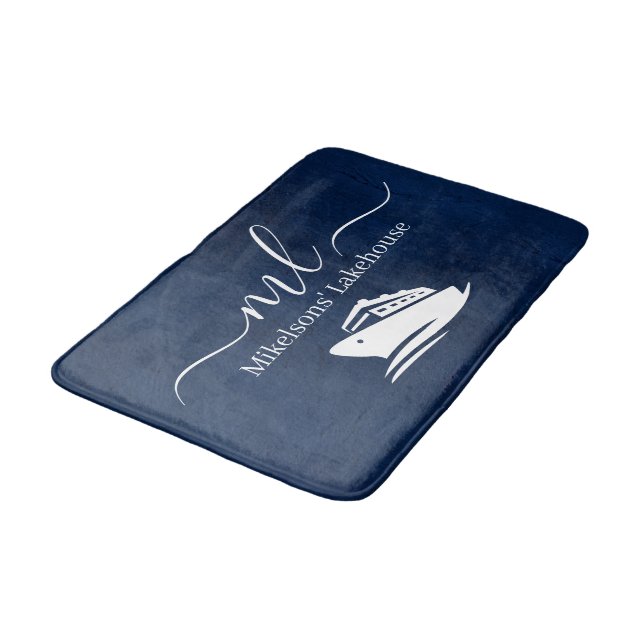 Blåbåtsmonogram för marinflottan badrumsmatta (Vinklad)