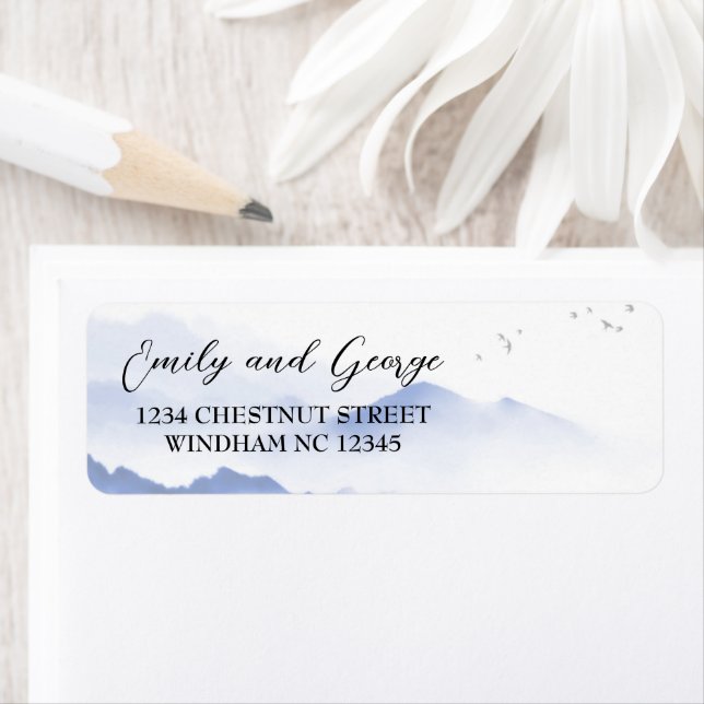 Blåberg bröllop returetiketter returadress etikett (Insitu)