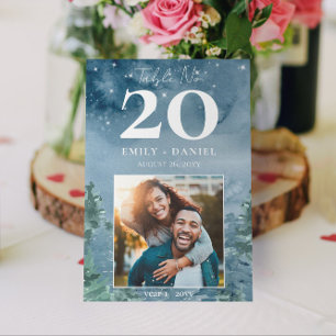 Blåberg i Dusk Bröllop Bord nr med foto 5x7