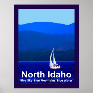 Blåberg i norra Idaho och segelbåt Poster