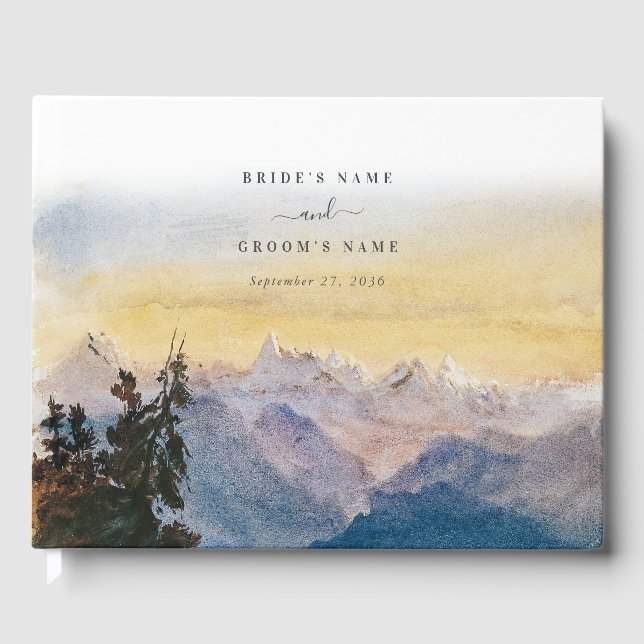 Blåberg i vattenfärg Gräs Bröllop Gästböcker (Framsida)