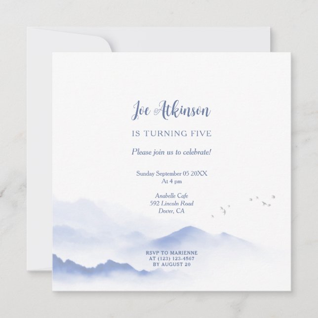 Blåberg - könsmässig födelsedagsinbjudan inbjudningar (Framsida)