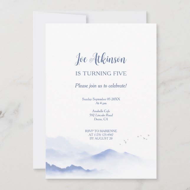 Blåberg - könsmässig födelsedagsinbjudan inbjudningar (Framsida)