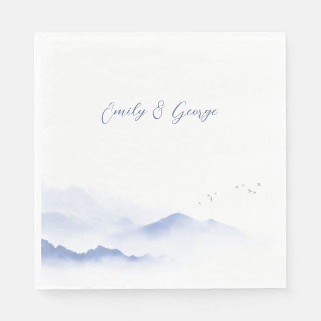 Blåberg och fåglarter från bröllop pappersservett (Framsidan)