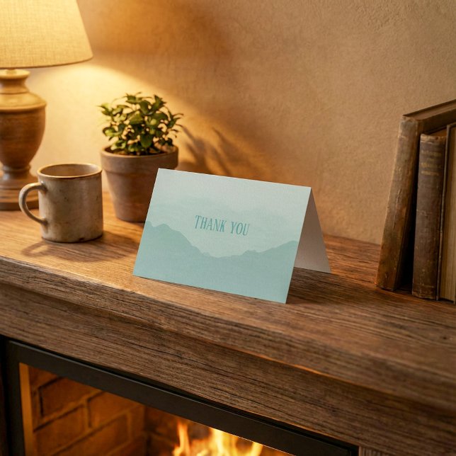 Blåberg och grönt tack vare ditt kort (Blue and green mountains thank you card.)