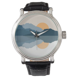 Blåberg som reflekteras i sjö armbandsur