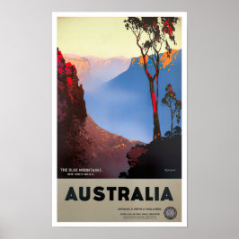 Blåbergen Australien vintage resor Poster
