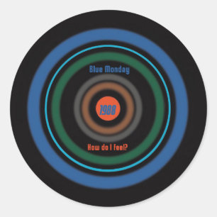 Blåbeställning Blåmåndag - briljerande 80-tal Runt Klistermärke