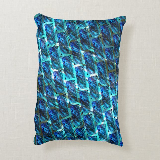 Blåbetade, gräddade eller avgivande av nedfläckad, prydnadskudde (Baksidan(Vertikal))