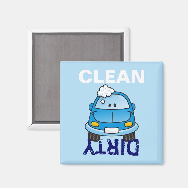 Blåbil med bubblor magnet (Front/Back)