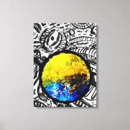 Blåbil med Gula blommor Canvastryck