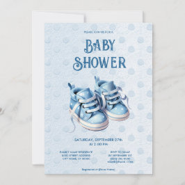 Blåbildschema för babyskor i Baby Inbjudningar