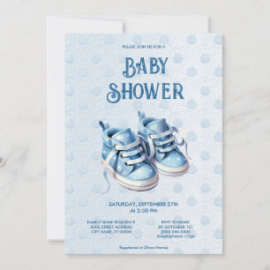 Blåbildschema för babyskor i Baby Inbjudningar