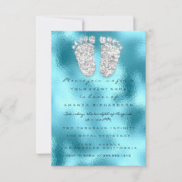 Blåbildsmatning för Grått Pojke med glitter Inbjudningar