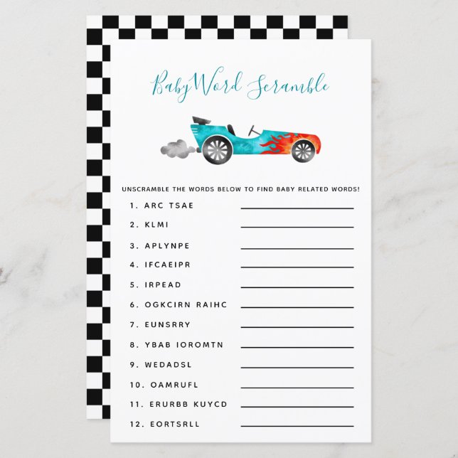 Blåbilsspel i Baby Ord vid Tävling (Fram/baksida)