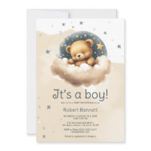 Blåbjörn på molnduschinbjudan till barn