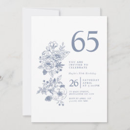 Blåblå 65en i Botaniska Wildblomman Inbjudningar