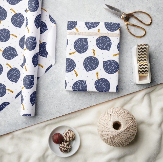 Blåblå Abstrakt som flyger bomb Fruit Mönster Presentpapper (Hantverk)