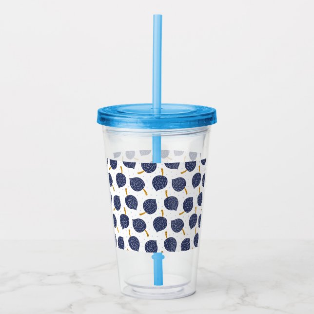Blåblå Abstrakt som flyger bomb Fruit Mönster Take Away Mugg (Framsida)