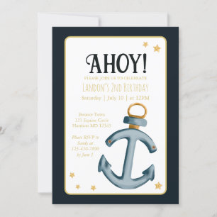 Blåblå Ahoy Birthday i marinflottan Inbjudningar