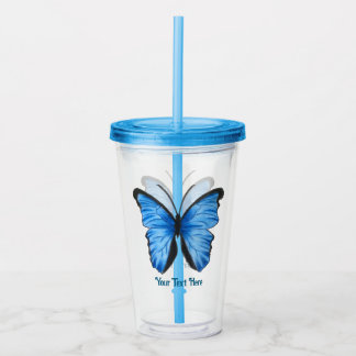 Blåblå anpassningsbar-Butterfly-design Take Away Mugg