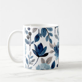 Blåblå Berry-Blommigten Vattenfärg Mönster Kaffemugg