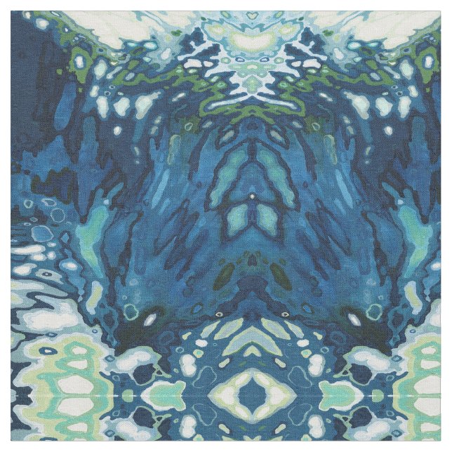 Blåblå, Blåblå och Grönt Fabric "Dover" Tyg (Närbild)