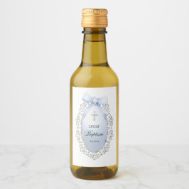 Blåblå blöjabaptism i silver Glitter Ram Vinetikett