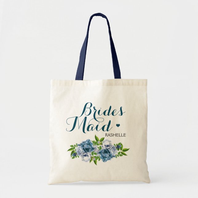 Blåblå Blommigt Brides Maid Tygkasse (Framsidan)