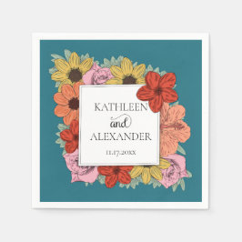 Blåblå Blommigt Bröllop Pappersservett