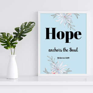 Blåblå Blommigt för dubbelsidig hebreisk Poster