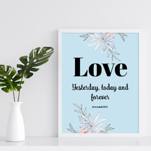 Blåblå Blommigt för dubbelsidig hebreisk Poster