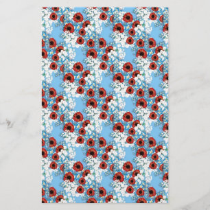 Blåblå blommigt i shabby chic tryckt av LeahG Brevpapper