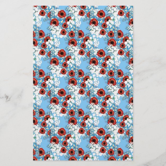 Blåblå blommigt i shabby chic tryckt av LeahG Brevpapper (Framsida)