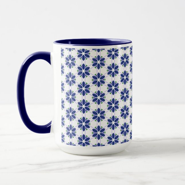 Blåblå Blommigt Mosaic Mugg (Vänster)
