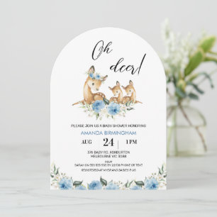 Blåblå Blommigt Oh Hjorts Baby Shower Inbjudningar