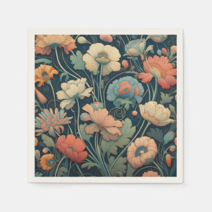 Blåblå blommigt pappersservett