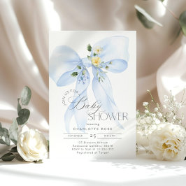 Blåblå Blommigt Pojke Shower Inbjudningar