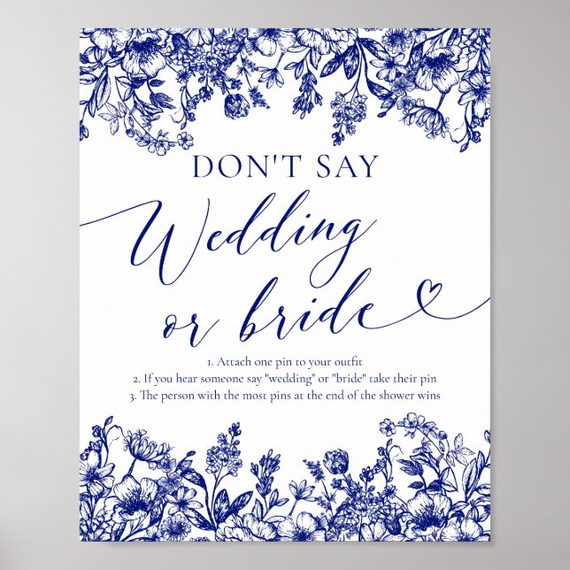 Blåblå Blommigt Säg inte Bröllop eller Bride Game Poster (Framsidan)