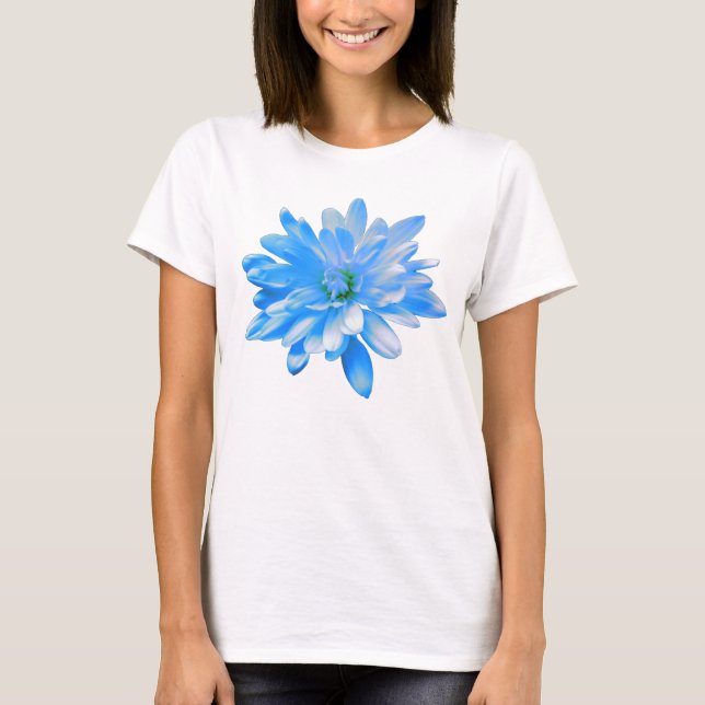 Blåblå blommigt, söt blå daisy t shirt (Framsida)