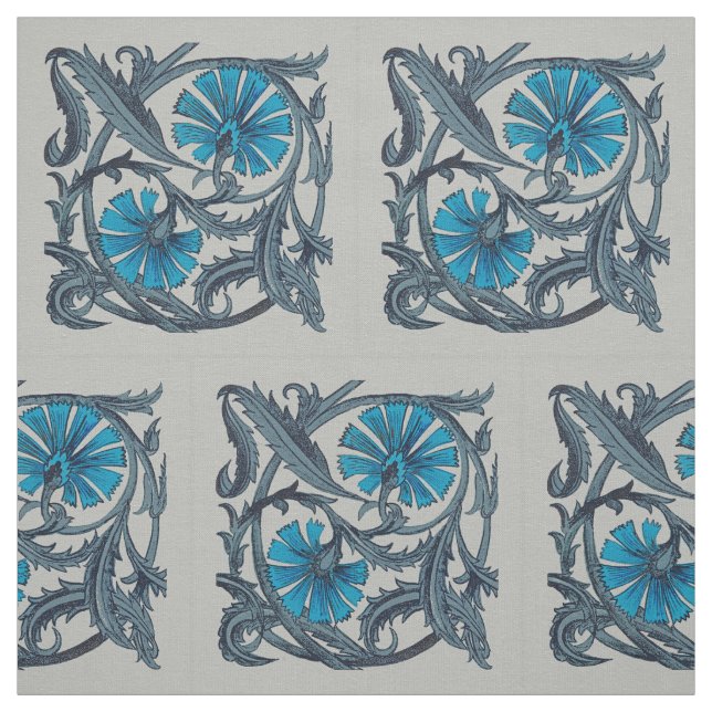 Blåblå blomsterkonst av vintage, rustik tyg (Provkarta)