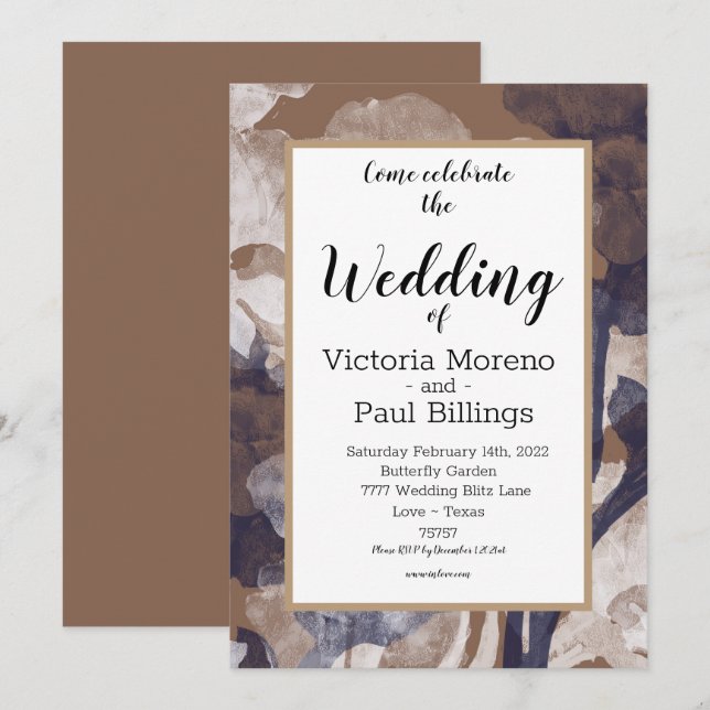 Blåblå bomullsblått land i modern Struktur Inbjudningar (Fram/baksida)